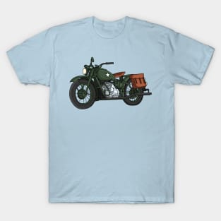 Military cruiser motorcycle cartoon illustration T-Shirt